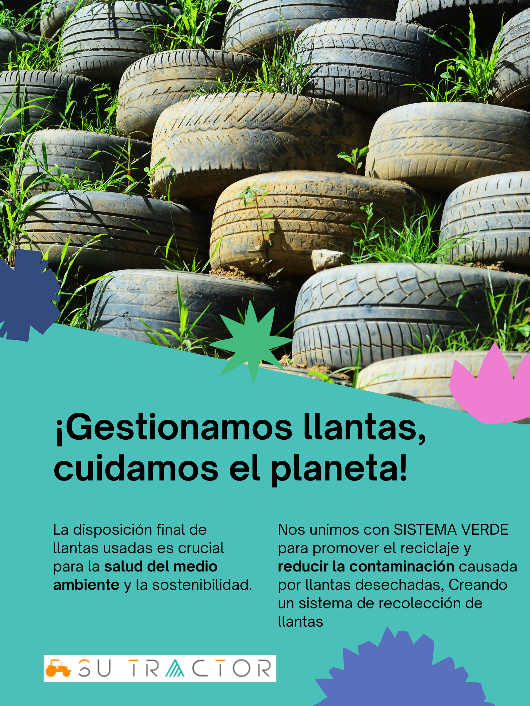 Poster Reciclamos llantas, cuidamos el planeta